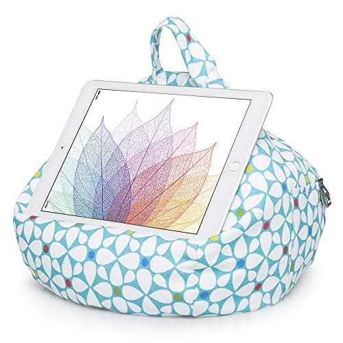 Image of iBeani iPad and Tablet Cushion Stand - Bean Bag Holder For All Devices - Securely Holds at Any Angle on Any Surface - Handy Side Pocket - Range of Designs - Geometric