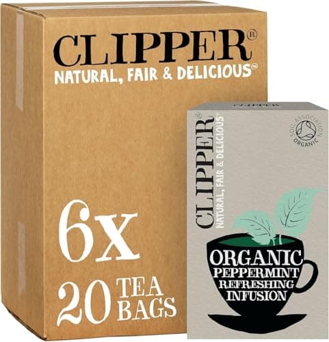 Image of Clipper Organic Peppermint Tea Bags | 120 Infusion Mint Teabag Sachets (6x Boxes of 20) | Bulk Buy, Home & Catering | Caffeine-Free Herbal Tea Bags | Natural, Unbleached, Plant-Based & Biodegradable
