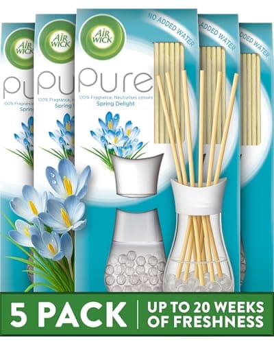Image of Air Wick Reed Diffuser, Pure Spring Delight Scent - 5 Bottles x 25ml (125ml)
