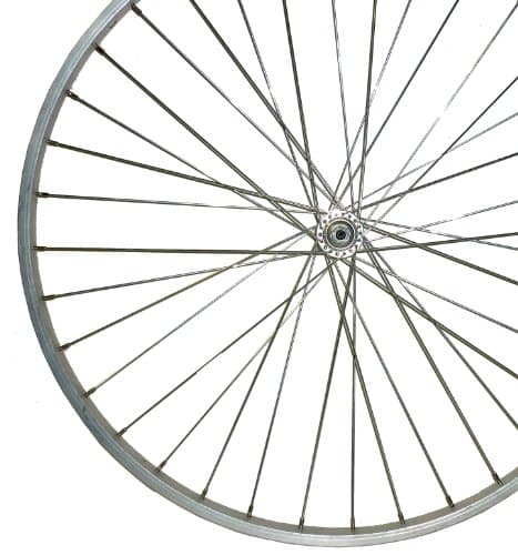 Image of 27" FRONT BIKE WHEEL, SOLID AXLE HUB, SILVER ALLOY RIM (ETRTO 630X18), CHEAP NEW