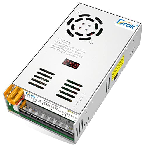Image of DROK 24V Power Supply, AC 110V/220V to DC 0-24V 20A 480W Buck Converter, Variable Adjustable Adapter Regulated 5V 12V 24V Volt Switching Voltage LED Transformer 20A Amp Charger for Computer Lab