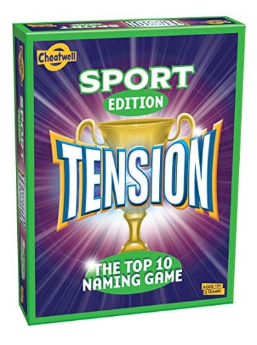 Image of Cheatwell Games Tension Sport Edition - The Top 10 Naming Game - Party Board Game For Ages 12+ - Sports Trivia Game That Will Keep You Guessing, Red