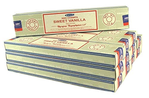 Image of Satya Incense Sticks Economy Set 12 Packs of 15 g Approx. 180 Sticks Sweet Vanilla