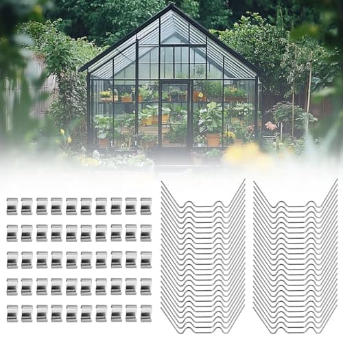 Image of 100Pcs Greenhouse Glass Clips, 50Pcs Greenhouses Glazing W Wire Clips and 50Pcs Greenhouses Glazing Z Clips, Greenhouse Clips, Green House Glasses Clips for Green House Glass Panes
