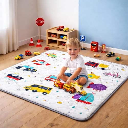 Image of Jinrobabes Foam Baby Play Mat, Extra Large Anti-Slip Playpen Mat,Thicken One-Piece Activity Playmats for Infants, Babies & Toddlers, Non-Slip Portable Baby Floor Mat for Play (White, 150X180CM)