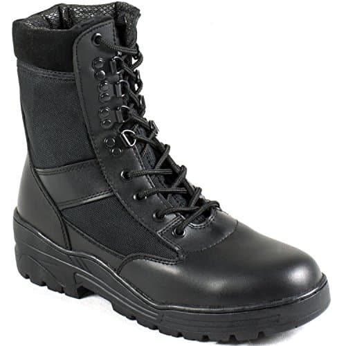 Image of NITEHAWK Army/Military Patrol Black Leather Combat Boots Outdoor Cadet Security