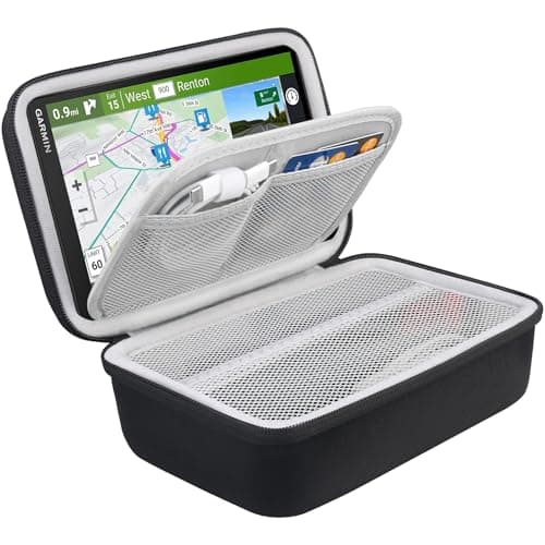 Image of BOVKE Hard GPS Case for 6-7 Inch TomTom Truck Sat Nav GO Expert/GO Classic 2nd/GO Professional 2nd, DriveSmart 65/76/61, Camper 780/dēzl LGV700, Extra Room for Cables, Black+Grey