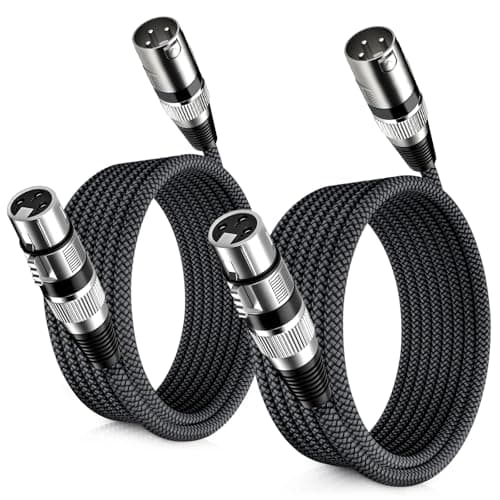 Image of Elebase XLR Microphone Cable 2M 2Pack, Male to Female Mic Cord, 3-Pin Balanced Shielded Cables for Amplifier, Mixer, Recording Studio, Speaker Systems (2 Foot)