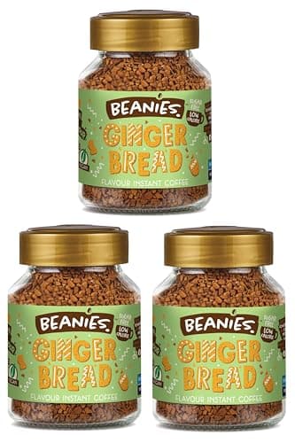 Image of Beanies Gingerbread Flavoured Instant Coffee 150g (3 x 50g Jars) – Premium Freeze-Dried Granules, Sugar Free, Low Calorie, Vegan & Gluten Free, Quick & Easy to Brew