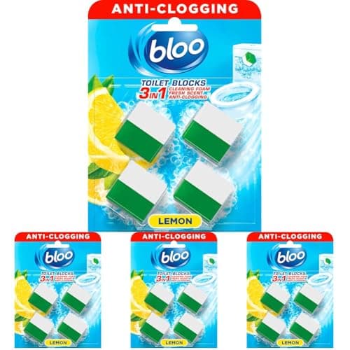 Image of New Bloo Toilet Blocks, Pack of 16, Toilet Limescale Remover Cistern Block, Toilet Cleaner Block with Cleaning and Foaming Action, Toilet Fresheners – Lemon