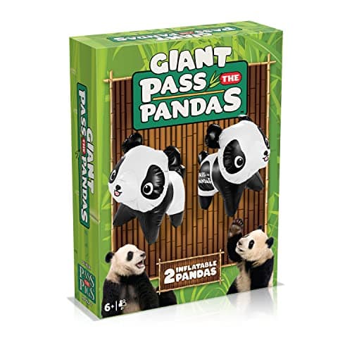 Image of PASS THE PIGS Giant Pass the Pandas Dice Game, The classic party and travel game now with a pair of pudgy, inflatable Pandas, Will you get a Snoozer or a bummer? makes a great gift for ages 6 plus