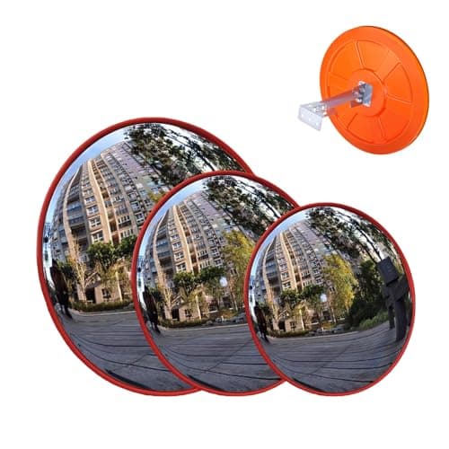 Image of 60cm/24" Convex Traffic Mirror - 130° Wide Angle Safety Mirror for Blind Spots, Driveway, Garage & Warehouse - Outdoor Security Mirror with Adjustable Wall Bracket