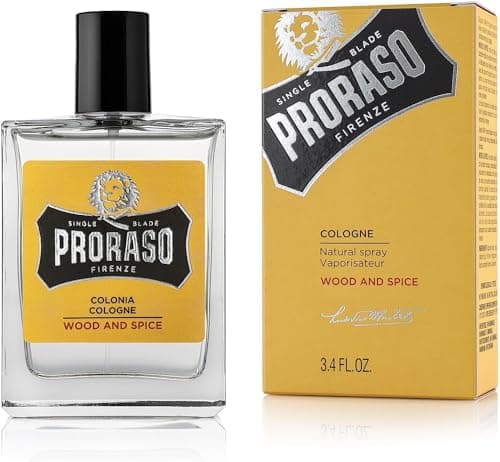 Image of Proraso Cologne, Wood and Spice, 100ml, Men's Fragrance with Earthy and Warm Notes, Made in Italy