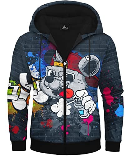 Image of Flannel Hoodies for Men Heavyweight Fleece Sweatshirt Full Zip Up Thick Sherpa Lined Jacket, Mouse, X-Large