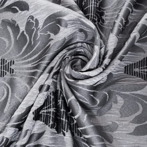 Image of Jacquard Pair Cushion Covers Small Large Matching with Curtains Floral Set of 2 Cushion Case Grey, Black, Silver, Chocolate (Grey, Pair 23"x 23" Large)