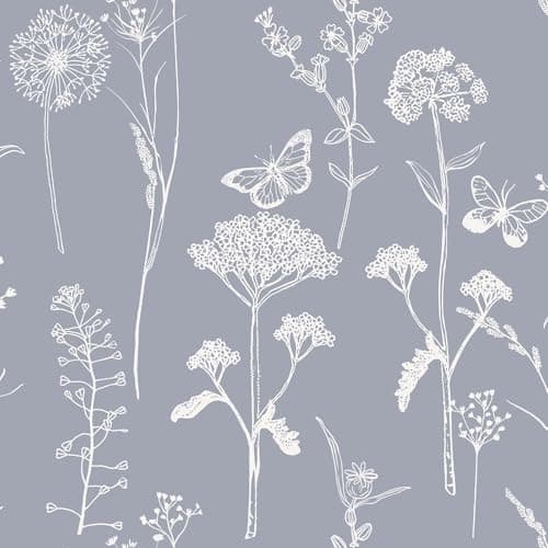 Image of Timeet Self Adhesive Wallpaper Grey and White 44x300CM Peel and Stick Wallpaper Floral Butterfly Sticky Back Plastic Wallpaper Vinyl Wrap for Bedroom Living Room Wall Cabinet