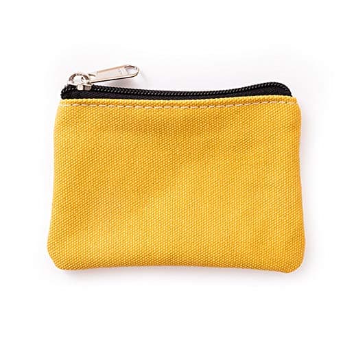 Image of Hibate Small Canvas Coin Purse Holder Wallet Zip Pouch Money Purses Bag for Women Men Kids (Yellow)