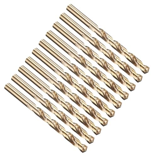 Image of PATIKIL 8.5mm Drill Bit, M35 Cobalt 5% High-Speed Steel Jobber Straight Shank 135° Gold Finish for Stainless Steel Hard Metal - 10 Pack