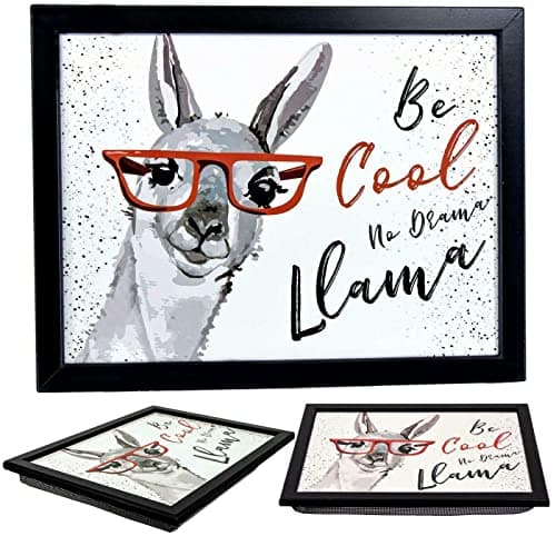 Image of MTS Wooden Lap Trays with Bean Bag Cushion - Llama Design - Large Padded Tray for Kids and Adults - Suitable for Food, Work, Art, TV, Sofa, Bed - Great Gift for Animal Lovers