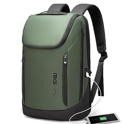 Image of BANGE Business Smart Backpack Waterproof fit 15.6 Inch Laptop Backpack with USB Charging Port,Travel Durable Backpack (Green(two Pocket)