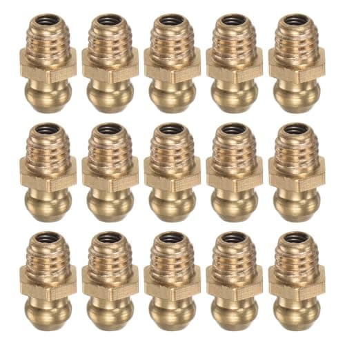 Image of TA-VIGOR 15Pcs Straight Grease Nipples Fitting, M6 x 1mm Metric Thread Brass Hydraulic Grease Fitting Accessories for Automotive, Agricultural & Industrial Machinery
