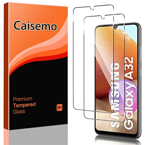 Image of Caisemo 2 Pack For Samsung Galaxy A32 4G 6.4'' (Not for Samsung A32 5G) Tempered Glass Screen Protector,9H Hardness, Anti Scartch,Soft Touch