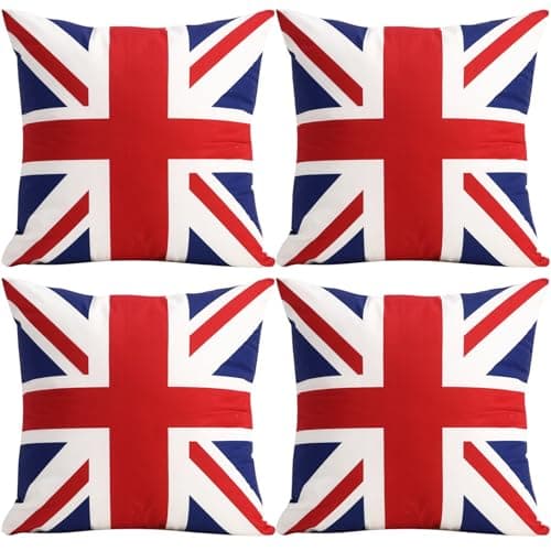 Image of Traziewell Throw Pillow Case Decorative Cushion Cover Square Pillowcase, Vintage Union Jack British Sofa Bed Pillow Case Cover(45 x 45cm/18 x 18 Inches) Twin Sides 2120