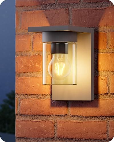 Image of EDISHINE Vintage Wall Light, Outdoor Lantern Wall Lights, Outdoor Wall Lights, Kerosene Lamp Styling IP44 Waterproof & E27 Socket, Durable Aluminum for Entryway, Garage, Hallway, Anthracite Color