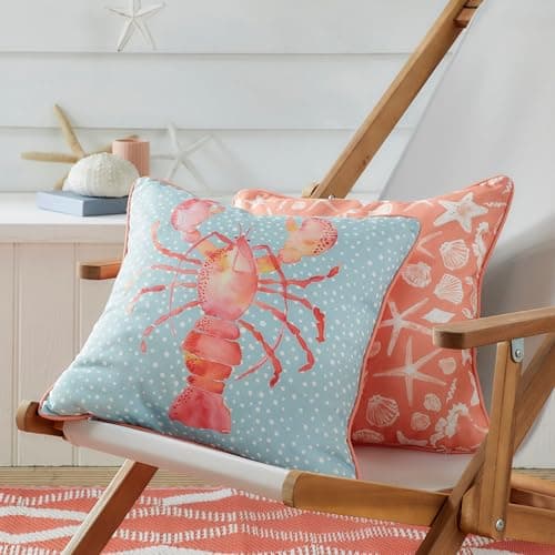 Image of Fusion - Lobster Outdoor - Water & UV Resistant Filled Cushion - 43 x 43cm in Orange