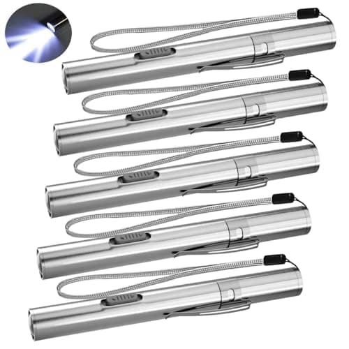 Image of WholeFire LED Penlight Mini Pen Torch Light, Stainless Steel Waterproof USB Rechargeable Pen Light with Pocket Clip, USB Cable for Mechanic