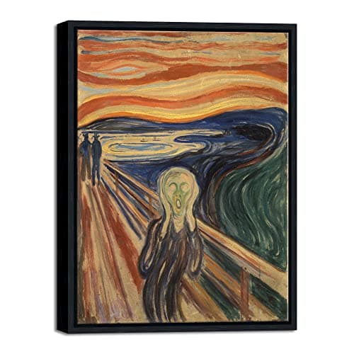 Image of Wieco Art Framed Art The Scream by Edward Munch Famous Paintings Reproduction Abstract Canvas Prints Artwork for Wall Decor Modern Canvas Wall Art for Home & office Decoration