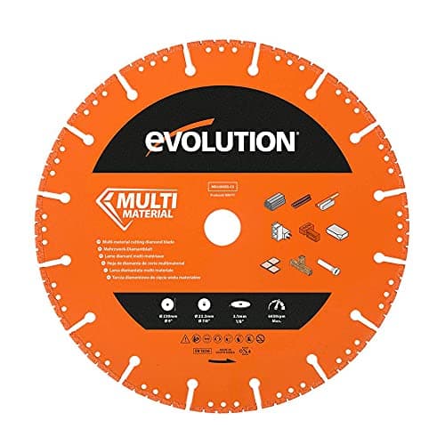 Image of Evolution Power Tools MD230SEG-CS Multi Material Diamond Blade For Disc Cutters - Segmented Rim Removes Debris From Cut - Ideal for Cutting Metal, Brick, Tiles and Plastic, 230 mm