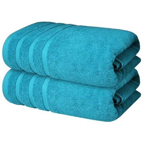 Image of Infinitee Xclusives Bath Towels Set of 2 (70x140 cm) – 100% Soft Ring-Spun Cotton, Ultra Soft & Highly Absorbent Towels for Spa, Gym, Hotel & Everyday Bathroom Use |Serene Teal|
