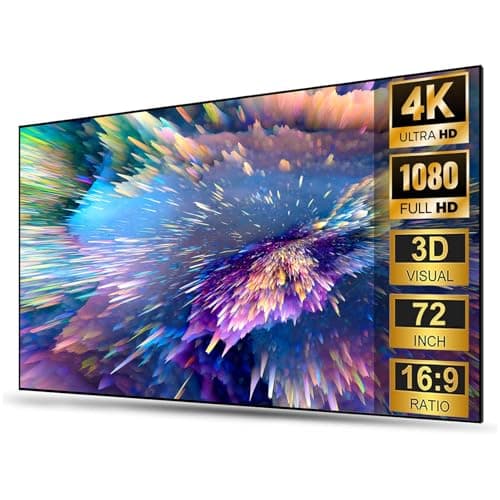 Image of 72/80/84 inch Projector Screen, Wall Mount 4K Ultra HD Fixed Frame 16:9 Movie Screen for Long Throw, Ultra Short Throw Projectors(80in)
