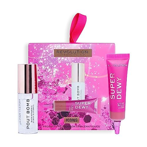 Image of Makeup Revolution Icons Gift Set, Lip Gloss, Liquid Blush & Pink Gift Box Included