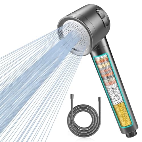 Image of MEKO Hard Water Filter Shower Head with 3 Modes, 15 Layers Filtration Water Saving High Pressure Shower Heads and 1.5m Hose, Massage Shower Filter for Residual Chlorine Remove
