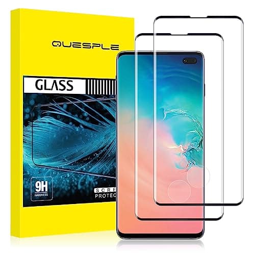 Image of QUESPLE for Samsung Galaxy S10 Plus Screen Protector [2 Pack], HD Fingerprint unlock Full Coverage Galaxy S10 Plus Tempered Glass Screen Protector Film, Anti-Scratch/High Sensitivity/Case Friendly