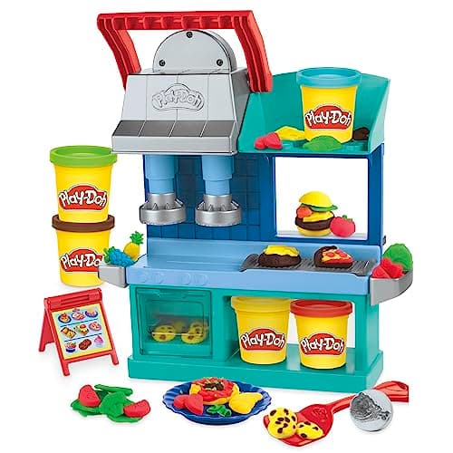 Image of Play-Doh Kitchen Creations Busy Chef's Restaurant Playset, 2-Sided Play Kitchen Set, Preschool Cooking Toys, Kids Arts & Crafts, Ages 3+