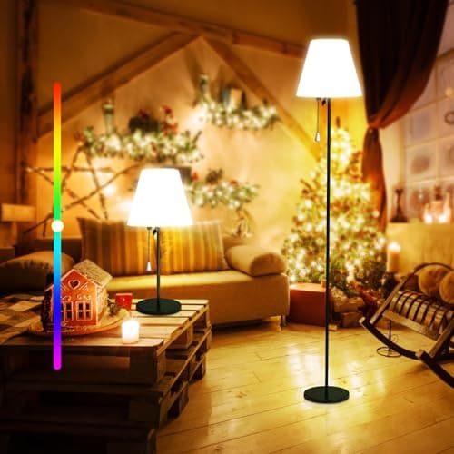 Image of Lixada Solar Floor Lamp with Light Sensor, Dimmable Warm White and RGB, IP65 Waterproof, USB Rechargeable LED Solar Lamp for Indoor/Outdoor Terraces and Garden