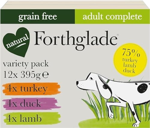 Image of Forthglade Complete Natural Wet Dog Food - Grain Free Variety Pack (12x395g) Trays - Turkey, Lamb & Duck