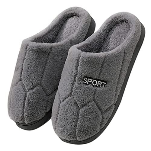 Image of Microwave Heated Slippers for Men and Women – Warm Plush Flip Flop House Shoes with Soft Cotton Lining, Cozy Indoor Bedroom Slippers, Comfortable Winter Footwear Grey