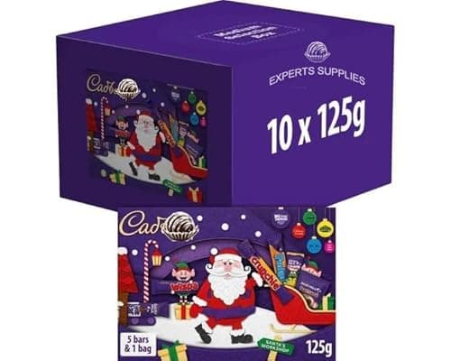 Image of Cad Selection Box Christmas Eve Box Fillers 125g, Pack Of 10 - Medium Selection Boxes Christmas Chocolates For Kids - Stocking Fillers Suitable Of Vegetarian
