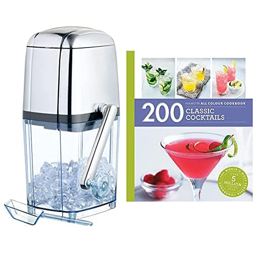 Image of BarCraft Ice Crusher Machine for Cocktails, With Ice Scoop, Plastic and Stainless Steel, 15.5 x 13.5 x 28cm & Hamlyn Cookery: 200 Classic Cocktails