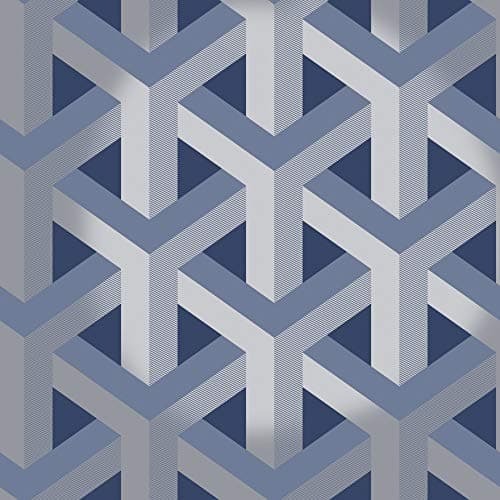 Image of Holden Decor Trident Geo Glitter Wallpaper 12810 Navy Silver