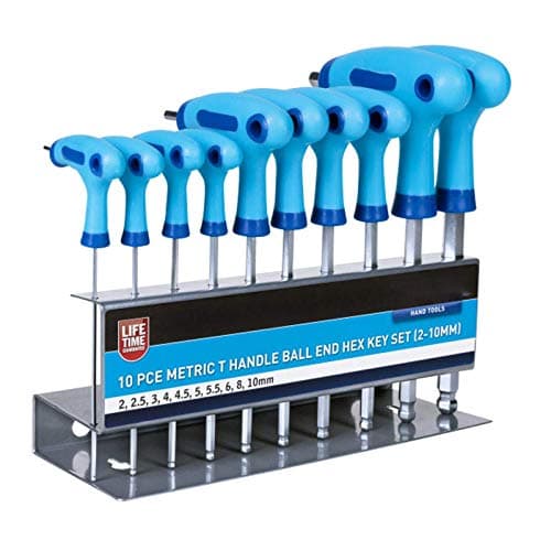 Image of Blue Spot Tools 12186 10 Piece Metric T Handle Ball End Hex Key Set (2-10mm)