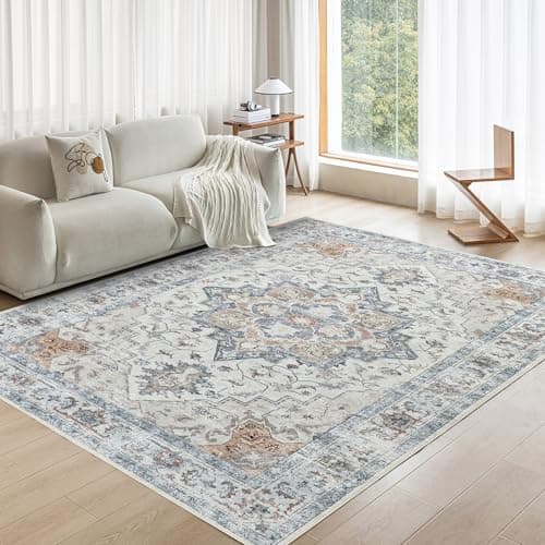 Image of CHOSHOME Washable Rugs for Living Room Area Rugs for Bedroom Short Pile Rugs Non Slip Carpet Traditional Soft Oriental Rug for Kitchen Dining 200X290CM Taupe Brown Faux Wool Rug