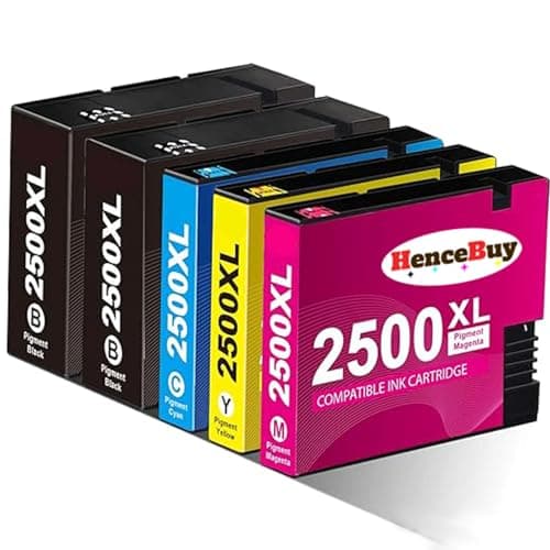 Image of HenceBuy 2500XL Ink Cartridges Compatible for Canon PGI-2500XL PGI-2500 2500 XL Ink Cartridges for Canon Maxify MB5150 MB5050 MB5155 MB5450 MB5350 MB5455 iB4150 Black Cyan Magenta Yellow - 5-Pack
