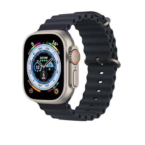 Image of Apple Watch Ultra 2 (GPS+CELLULAR, 49MM) Titanium Case with Black Ocean Band, One Size (Renewed)