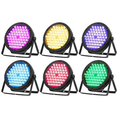 Image of BETOPPER LED PAR Stage Lights 120W, 60x2W RGBW 4-in-1 DJ Uplights, CRI>90, DMX512 4/8CH, Sound Activated, Auto & Master-Slave, for Wedding Church Party Bar Show, 6Pack