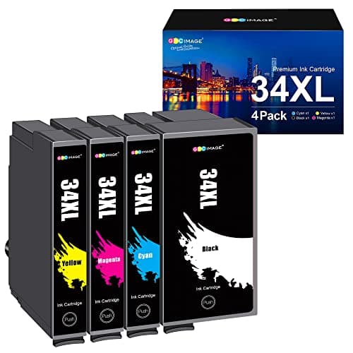 Image of GPC Image 34XL Ink Cartridges Compatible for Epson 34 Ink Cartridges for Epson WorkForce Pro WF-3725DWF WF-3720DWF (Black Cyan Magenta Yellow, 4-Pack)